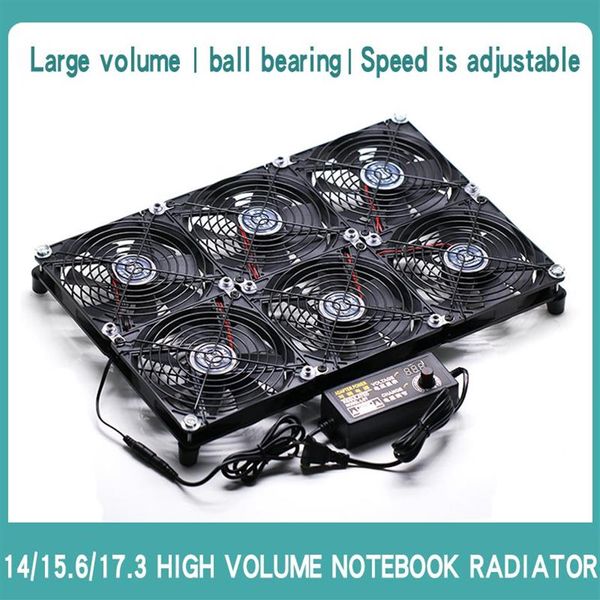 Almofadas de resfriamento para laptop Velocidade ajustável Super Air Volume 14 15 6 17 3in Game Book Base para notebook Ventilador Suporte do radiador 6 Turbo Heat Dis270U