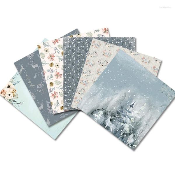 Geschenkpapier, 24 Stück, 15,2 x 15,2 cm, Winterwald-Muster, Hintergrund-Pad-Papier für Scrapbooking, Dekor, Tagebuch, DIY-Memopads