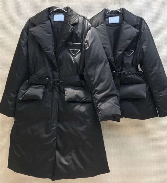 Классика средней длины классические куртки для женских супер густые открытые лыжные пальто черное короткое длинное зимняя верхняя крышка съемный пояс для рождественского костюма Sml