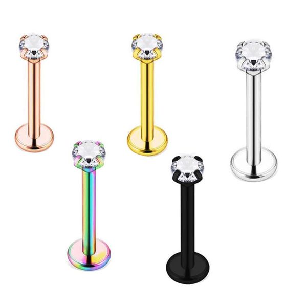 100PCS 20g 1mm Fashion Labret Rings Lip Studs Aço Cirúrgico Tragus Bars Helix Ear Cartilage Brincos Piercing Body Jewellery252p