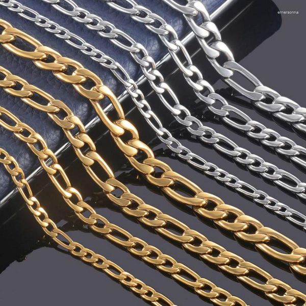 Correntes masculinas de aço de titânio preto pulseira de corrente de aço inoxidável Figaro elo pulseira para pulso masculino moderno na mão joias de presente