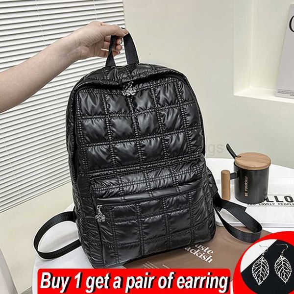 Stile zaino Borsa da scuola per studenti in cotone per spazio invernale di grande capacità per studenti Zaino da viaggio in nylon impermeabile per studenti Elegante designerbags