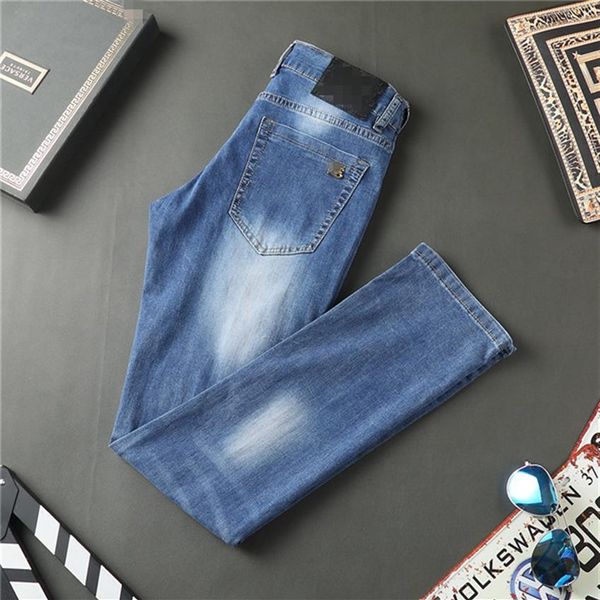 Pantaloni da uomo di design di jeans di lusso blu taglia 28-40 pantaloni sottili estivi casual design kaki griglia pantaloni grigi ultimo Listin cotone Fash314R