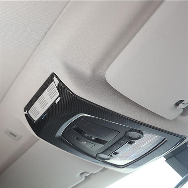 Decoração do quadro de luz de leitura do teto do carro estilo fibra de carbono para BMW X3 F25 X4 F26 2014-17 ABS Interior Dome Lâmpada Guarnição Decalques192H
