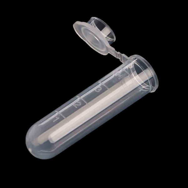 Tubos de centrífuga de teste transparentes de plástico 50 peças 5 ml Frascos com tampa de encaixe Recipiente de amostra para laboratório Novo D14 ZHL1496282o