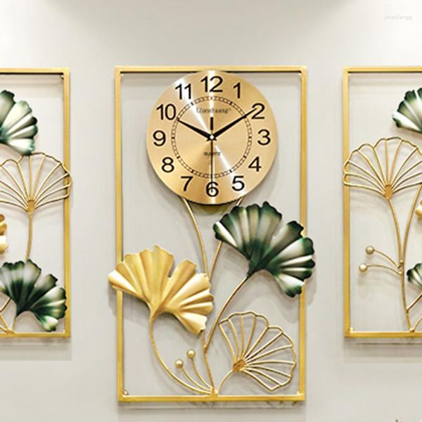 Relógios de parede estilo chinês criativo mecanismo de relógio moderno mudo grande arte de luxo design de casa horloge murale decoração ZP50ZB