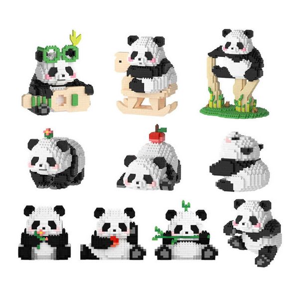 Blöcke Panda Micro Bausteine Modell Niedlichen Tier Mini Bricks Figur Von Drei Montage Spiele Spielzeug Für Kind Geschenke In