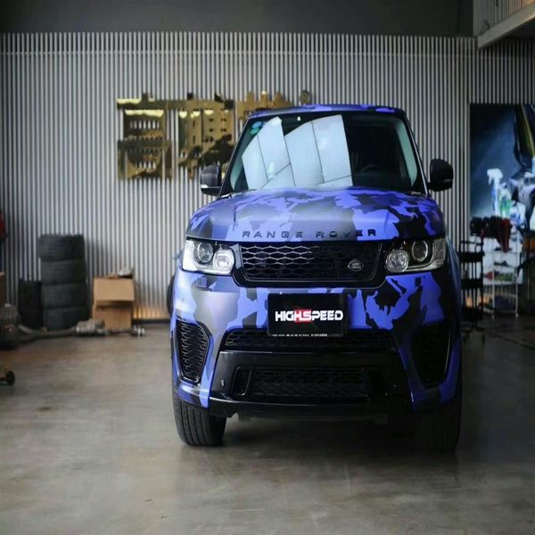 Camouflage blu artico Involucro in vinile per rivestimento di rivestimento per auto Rivestimento a bolle d'aria autoadesivo Opaco o lucido disponibile 1 52x30m 5x3296