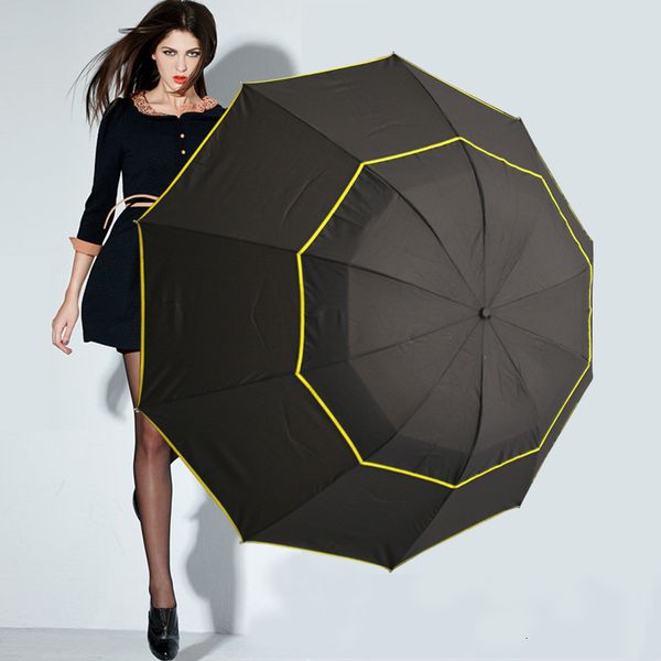 Guarda-chuvas de alta qualidade 140 cm grande guarda-chuva masculino capa de chuva dupla camada à prova de vento grande guarda-chuva feminino guarda-chuva 3 dobras guarda-chuva ao ar livre 230719