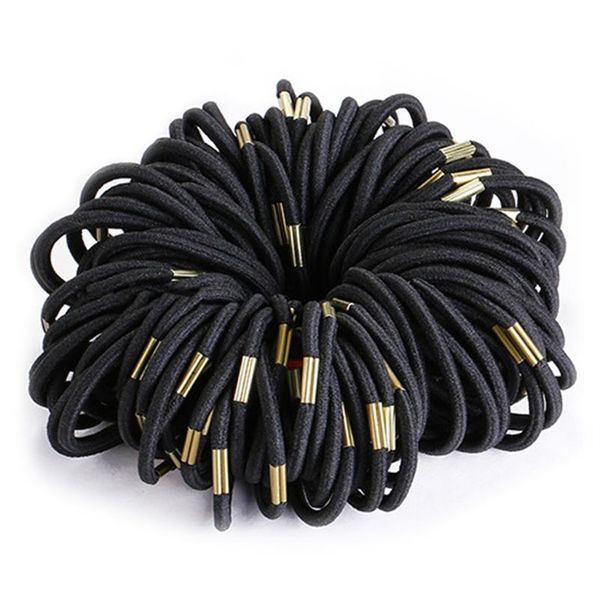 100-teiliges Set schwarze elastische Haarbänder für Mädchen, modische Damen-Scrunchie-Kaugummi für Haar-Accessoires, elastische Haarbänder263G