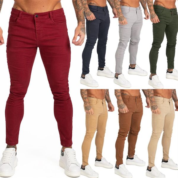 Gingto Blue Jeans Slim Fit Super Skinny Jeans für Men Street Wear Hio Hop -Knöchel eng geschnitten zum Körper großer Größe Zm05 C2667