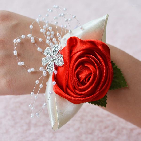 Flores decorativas flor artificial broche de pulso para festa de casamento noiva baile de formatura corsage dama de honra irmãs