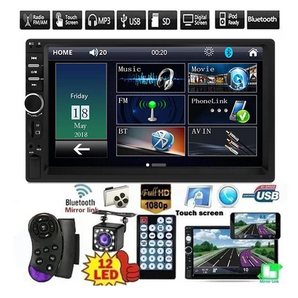 2 Din 7 HD Auto-DVD-Multimedia-Player Android Mirrorlink Auto Autoradio Bluetooth FM USB AUX TF Auto Audio Video Systerm308i