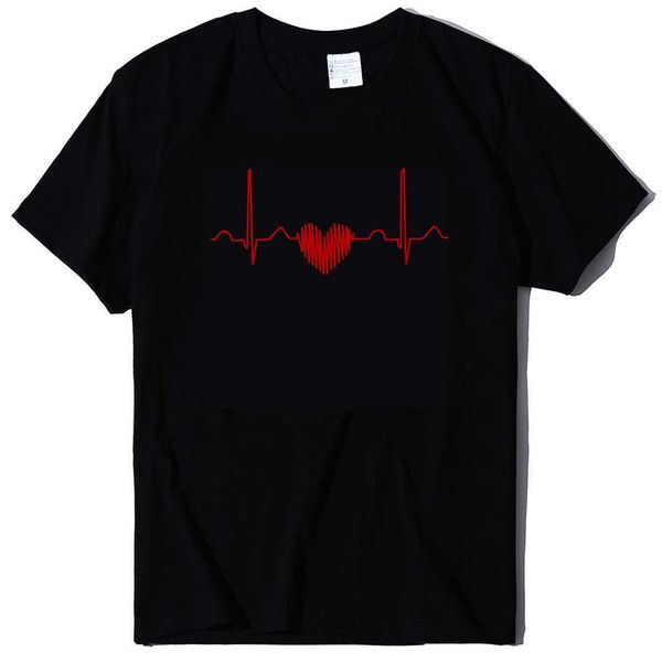 T-shirt a maniche corte estiva da uomo e da donna con scollo rotondo Love Heart ECG Love Print
