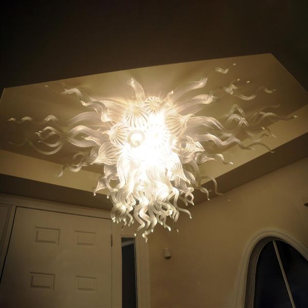 Luz de teto branca moderna LED lustres de vidro soprado luzes de teto 36 polegadas de largura lustre de cristal iluminação para casa decorat220v