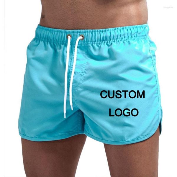 Männer Shorts Individuelles Logo Männer Schwimmen Sommer Druck Kurze Hosen Badeanzug Badehose Sexy Strand Surfbrett Schnell Trocknend Chort