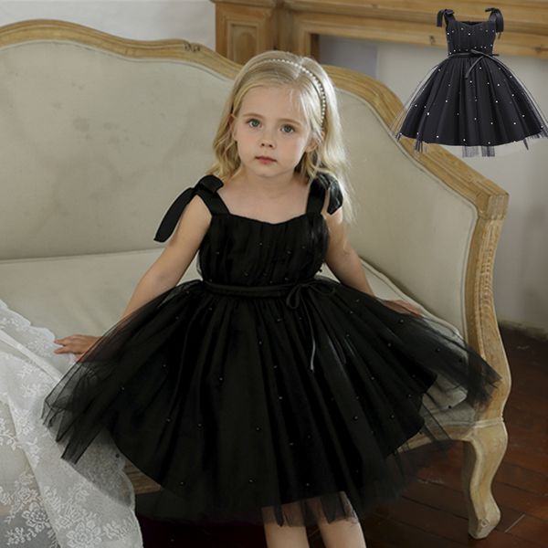 Vestido de princesa de cisne negro para bebé de 1 a 5 años, vestidos de Halloween para niñas, disfraz de fiesta de Navidad para niños, tela de tutú de tul sin mangas para niños