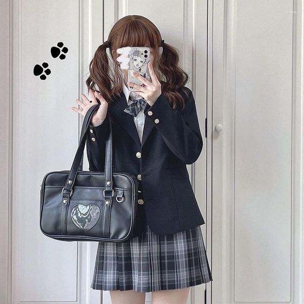 Borse da sera borsa da aula per studenti universitari di tendenza giapponese borsa da donna in pelle tinta unita semplice borsa a tracolla da donna di grande capacità