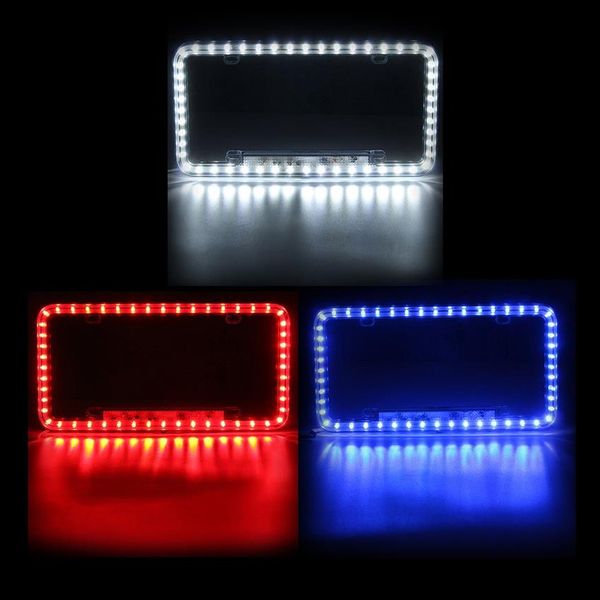 Universal azul branco vermelho carro 54 LED iluminação acrílico plástico placa tampa quadro 271Z