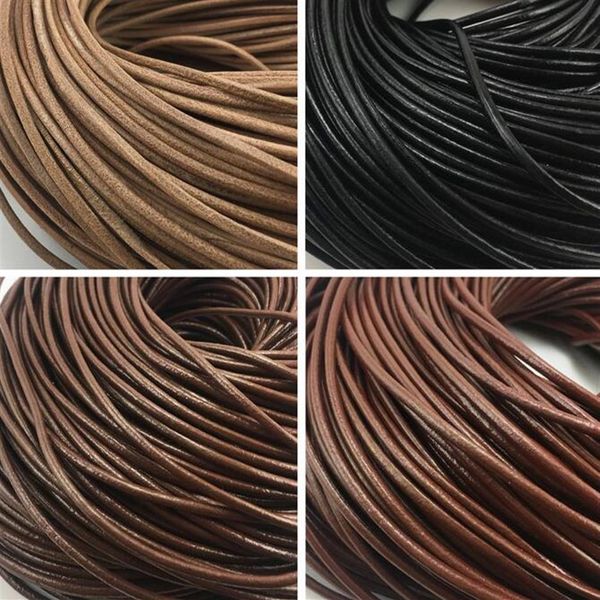 2mm 100m Cowhide Orijinal Deri Kordonları String Halat Takı Beading String 100m Bilezik Kolye için Lotlar DIY Takı Accessor313Q