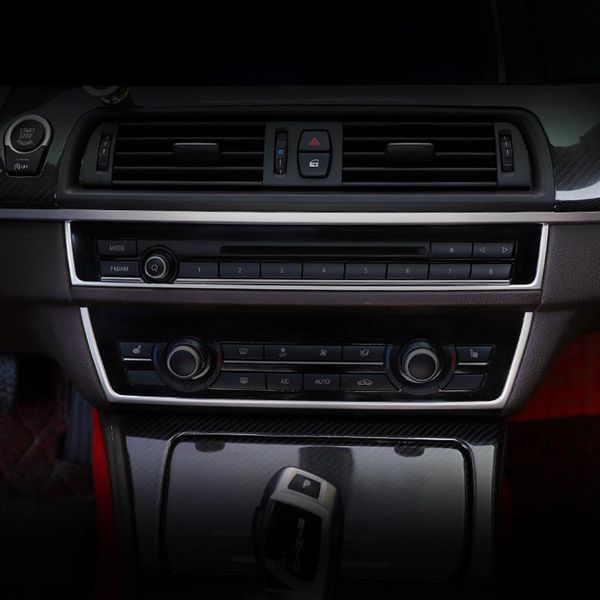 2pcs Paslanmaz Çelik Orta Kontrol CD Panel BMW 5 için Dekorasyon Trim Şeritleri Seri F10 Otomobil İç Aksesuarlar Çıkartmalar275W