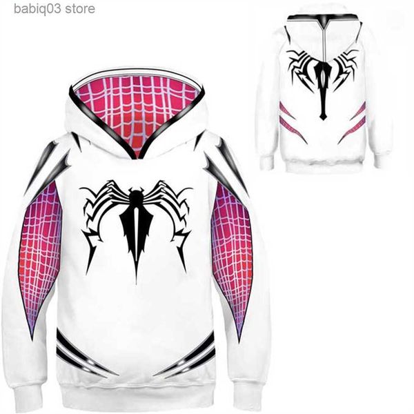 Felpe con cappuccio Felpe con cappuccio Marvel Kid Anime Felpe con cappuccio Spider Hero Into the Spider-Verse Cosplay Pullover con cappuccio Venom Felpa con cappuccio Per giacca per ragazzi e ragazze T230720