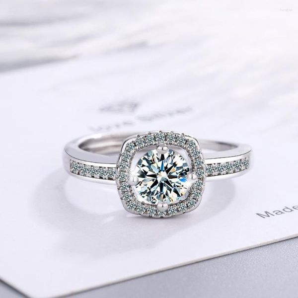 Cluster Rings DIWENFU Genuine 925 Sterling Silver Moissanite Ring For Women Men Anillos De Wedding Bands Jewelry Gemstone Anel Box