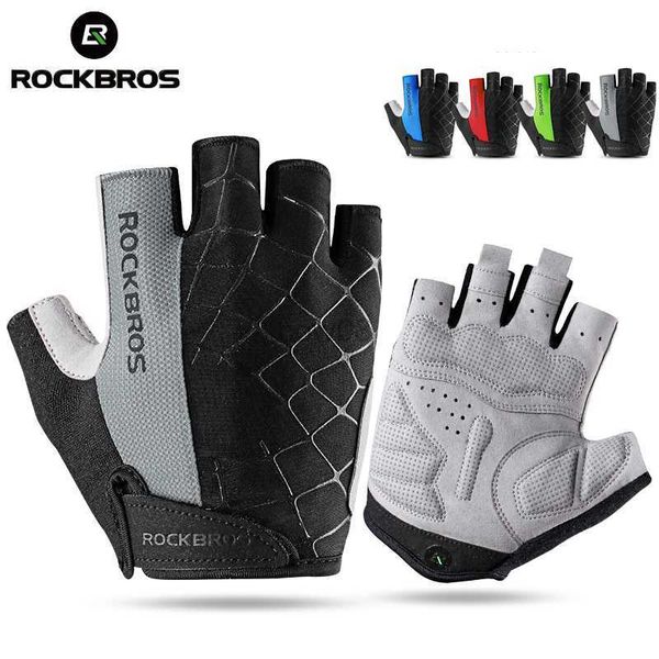 Luvas de ciclismo ROCKBROS Meio dedo Luvas de ciclismo Breathab à prova de choque MTB Luvas de mountain bike masculinas ao ar livre luvas de ciclismo HKD230720