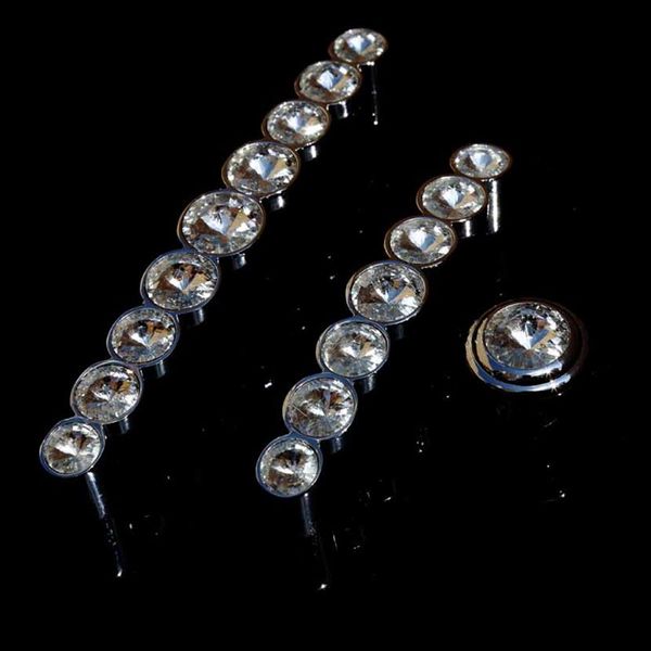 96mm 128mm moda moderna strass maniglia per mobili argento cromato comò maniglie delle porte dell'armadio manopole pomelli in cristallo di vetro cassetto manopola267x