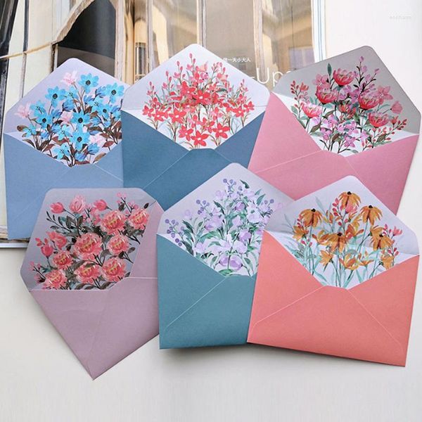 Papel de embrulho vintage padrão de flor 2 envelopes 4 carta conjunto festa de aniversário cartão de felicitações de casamento convite artigos de papelaria material escolar