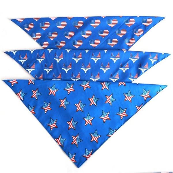 Vestuário para cães de camada dupla Bandeira do Dia da Independência Americana Pet Triangle Cachecol Suprimentos Drop Delivery Home Garden Dht5W