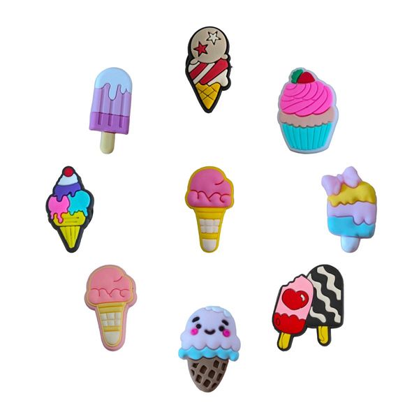 Ayakkabı Parçaları Aksesuarlar Karikatür Tıklalan Sandallar İçin Sevimli Takılar Icecream Pink Kawaii PVC Dekorasyon Jibz Damla Teslimat Oticn