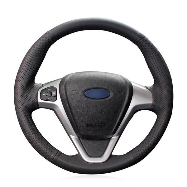 Для Ford Fiesta 2008-13 Ручное рулевое колесо с ручным колесом Black Artificial Leather287i