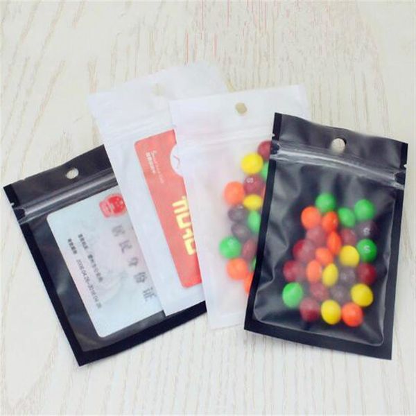 100pcs Bir tarafı şeffaf plastik torba buzlu siyah beyaz asılı ziplock çanta mat plastik hediyeler oyuncaklar için çanta usb drive220g