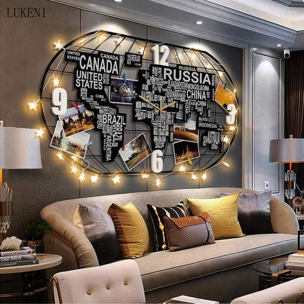 Relógios de parede Nórdico criativo tamanho grande relógio sala de estar decoração de casa luminoso