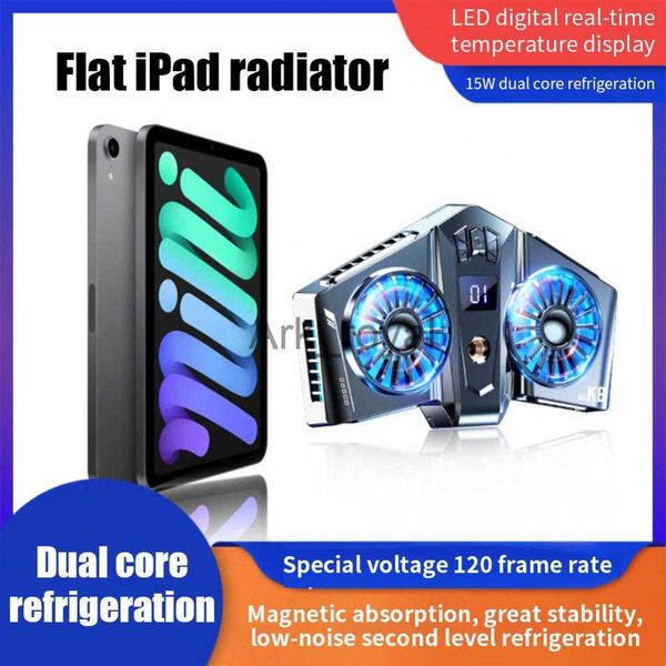 Altri accessori per telefoni cellulari con visualizzazione della temperatura dello smartphone Mini dispositivo di raffreddamento del telefono cellulare Doppia ventola di raffreddamento magnetica per il raffreddamento del gioco del computer portatile del telefono Ipad J230720