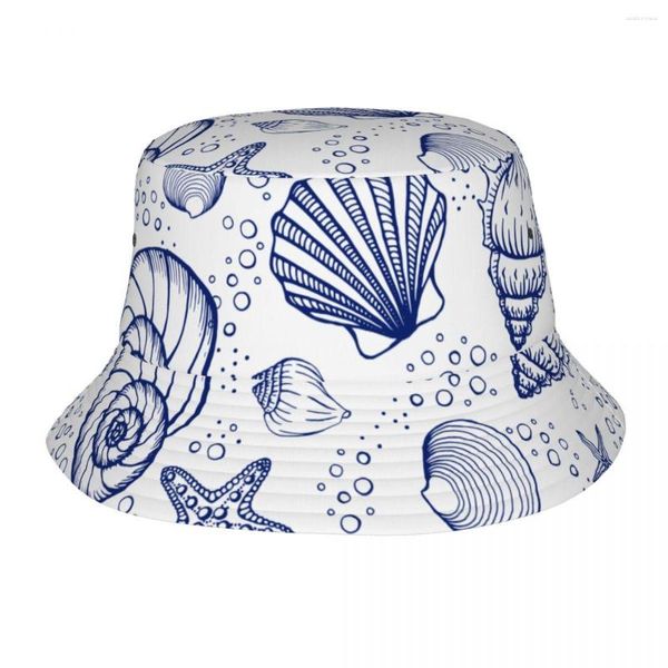 Beralar Seasshells Denizyıldızları Marine Bob Hat Summer Meapwear Mal Balıkçı Balıkçı Kapağı Açık Hava Kadınlar İçin Erkekler Panamka Paketlenebilir