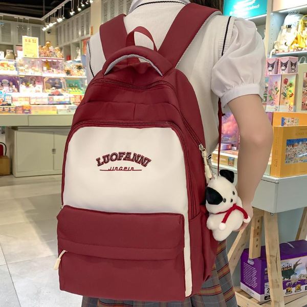 Borse scolastiche Lady Red ad alta capacità Nylon Cool Girl Waterproof Travel BookBag Women Laptop Bag College Backpack Female Leisure