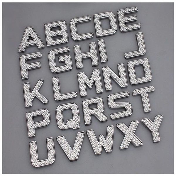 DIY lujo cristal diamante Metal números letras 3D coche pegatinas decoración accesorios Forbmw Vw Golf 4 5 6254R