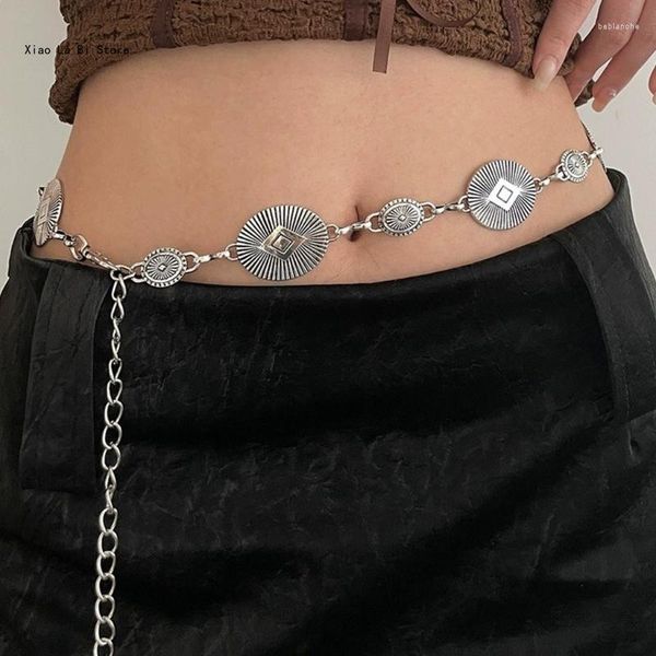 Cintos XXFD Sexy Punk Body Chains Para Jeans Stage Shows Women Girls Metallic Adjustable Chain Club