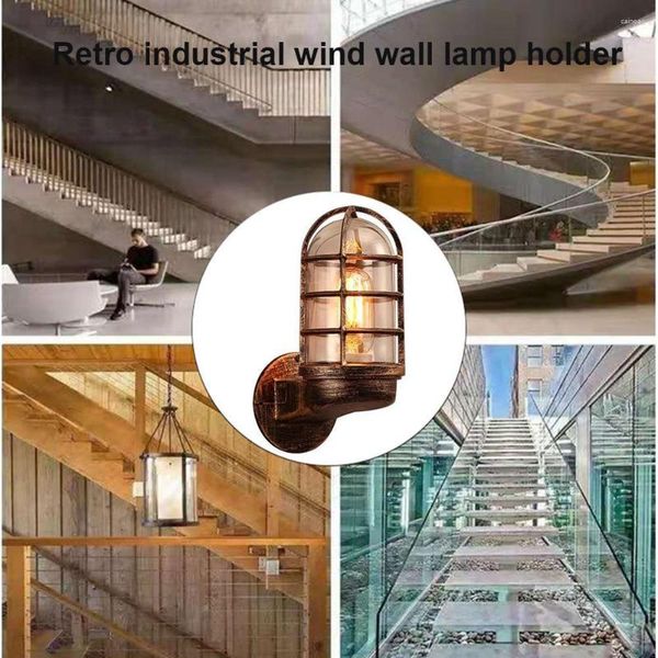 Luminária de parede luminárias retrô gaiola guarda loft industrial ferro cobre arandela suporte de luz