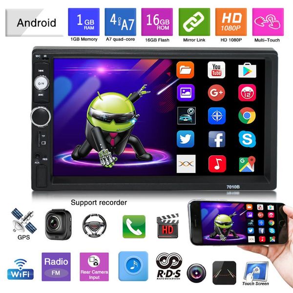 Evrensel 7 inç 2din otomobil DVD Oynatıcı Android GPS Navigasyon Destek Ayna Bağlantı Ters Kamera WiFi Bluetooth RDS MP5 Function174s