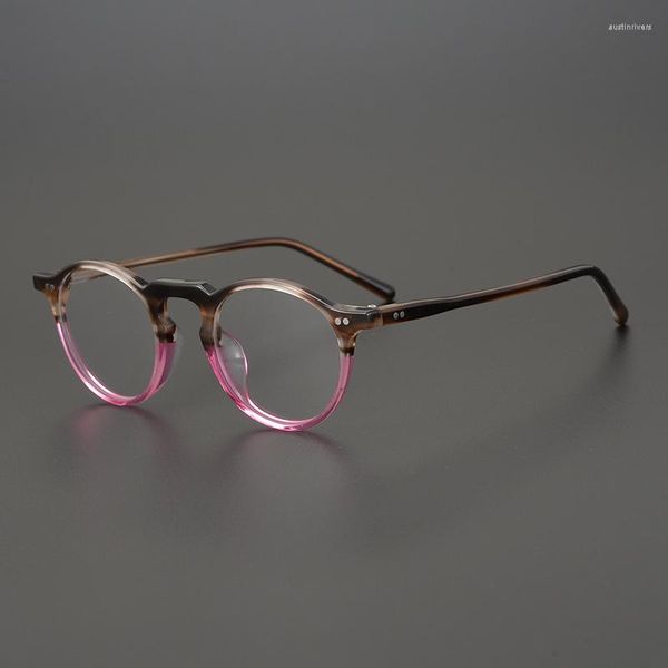 Montature per occhiali da sole 2023 Stile semplice Moda Vintage Spilicing Montatura per occhiali in acetato Rotondo fatto a mano Donna Uomo Miopia Lettura ottica alta