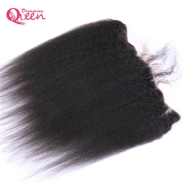 Brasileiro Kinky Straight Lace Frontal Closure Cabelo Humano Virgem Brasileiro Três Partes Meio 13x4 Orelha a Orelha Fecho de Renda2984