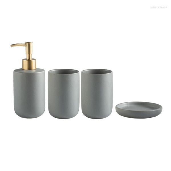 Set di accessori per il bagno Scatola dispenser di sapone Scopino per bagno Portabicchieri per spazzolino da denti 4 pezzi/set