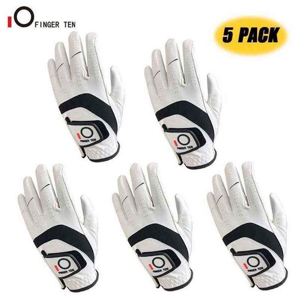 5 pcs Premium Cabretta Cuir Gants De Golf Hommes Gauche Droite Pluie Grip Résistant À L'usure Durable Flexible Confortable 220111183V