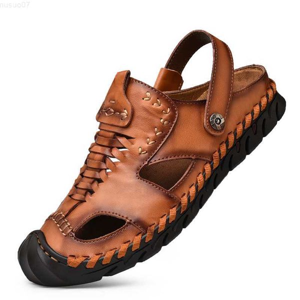 Sandálias 2023 novo outono masculino casual doudou sapatos masculino edição coreana tendência esportes diários sapatos de couro polvo durável maré L230720