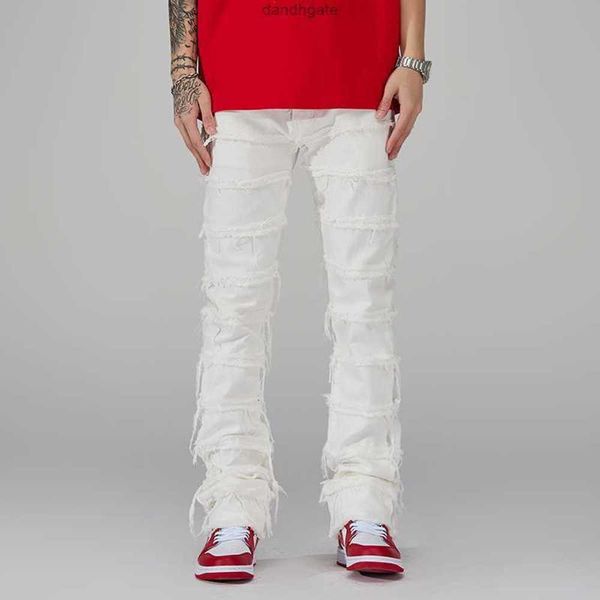 Männer Punk Gestapelt Weiß Gerade Y2K Grunge Jeans Hosen Männer Mode Hip Hop Kpop Frauen Baumwolle Alte Lange Hosen ropa Hombre 230612 UB19