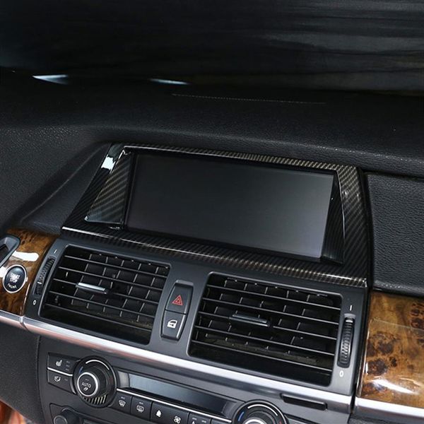 Decoração do quadro de navegação do console central do estilo do carro Guarnição da capa para BMW X5 E70 X6 E71 2008-2014 Interior Auto Acessórios237F