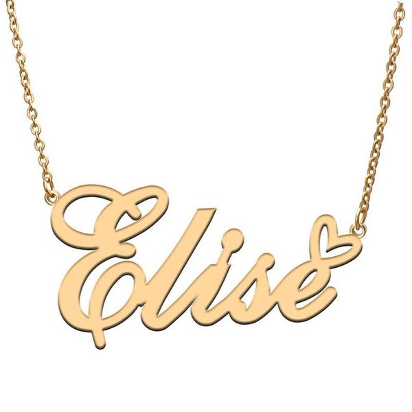 Anhänger Halsketten Liebe Herz Elise Name Halskette Für Frauen Edelstahl Gold Silber Typenschild Femme Mutter Kind Mädchen Gi2453